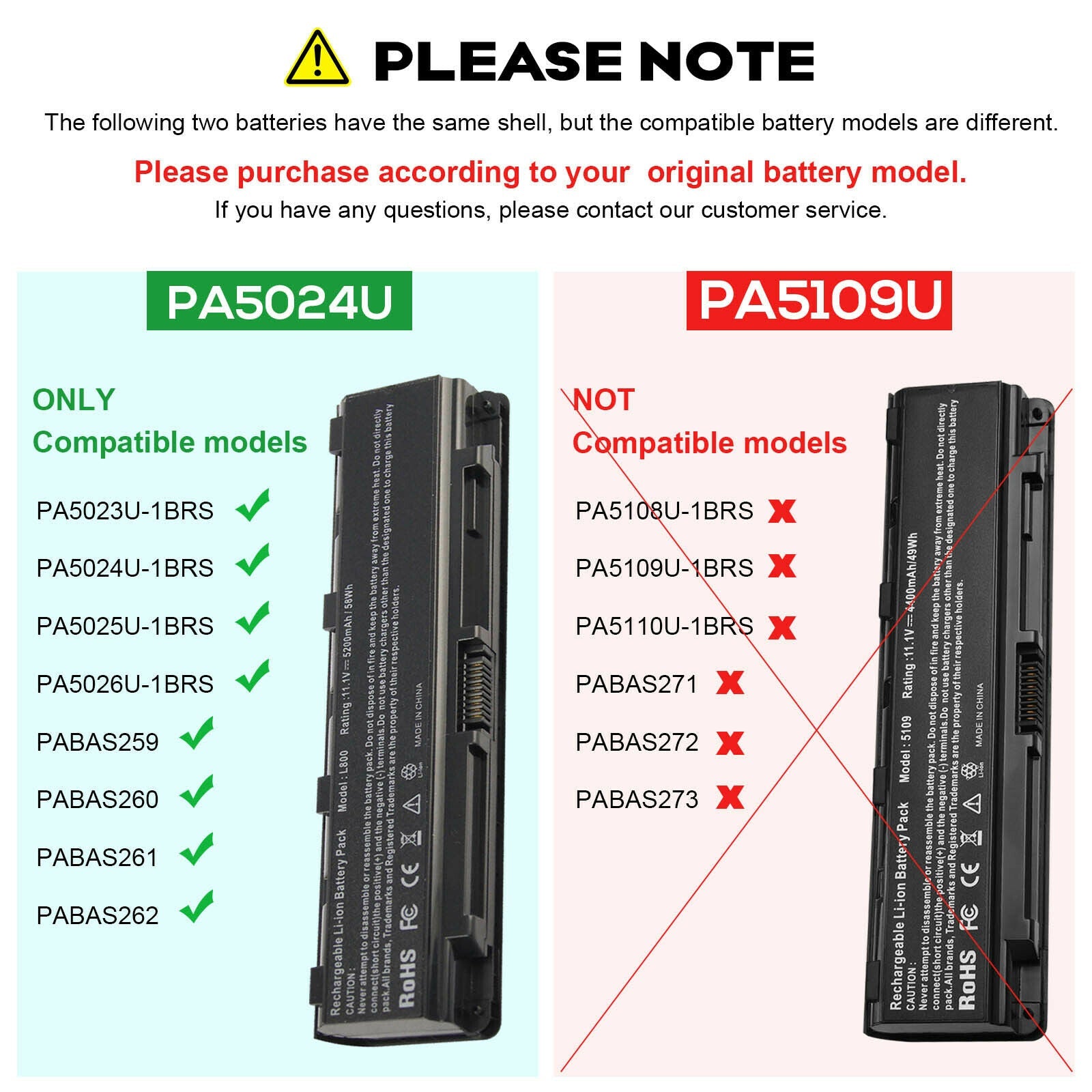 PA5024U-1BRS Battery for Toshiba Satellite C55-A5308 C55-A5310 C55-A5311 C55-A5324 PA5024U-1BRS Battery for Toshiba Satellite C55-A5308 C55-A5310 C55-A5311 C55-A5324